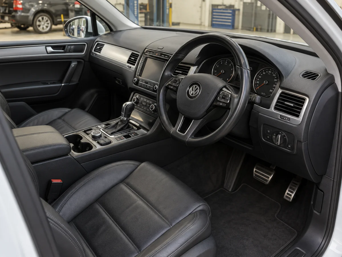 Uncluttered Touareg dashboard and neatly finished interior